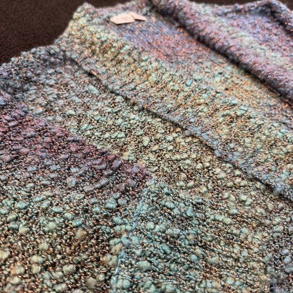 Womens Colorful Short Sleeve Bouclé Cardigan Sweater S Mermaid Festival Y2K - Picture 4 of 11